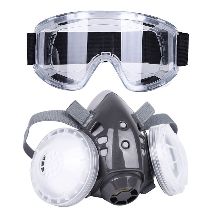 1060 Half Face Silicone GasMask Filter Safety Chemical Respirator Face Cover with Glasses