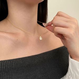 Dylam Luxury Fine Jewelry S925 Silver Solitaire Rectangle 8A Crushed <b>Iced</b> Out Cut Cubic Zirconia Pendant Necklace for Women - Product Image 4