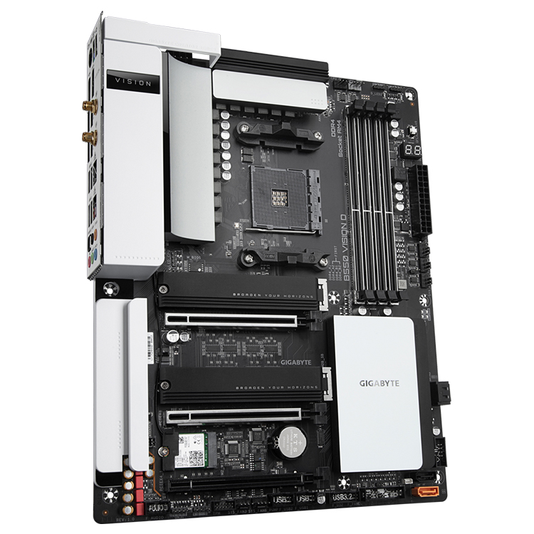 Used GIGABYTE B550 VISION D Motherboard, Supports 3rd Gen AMD