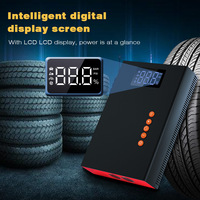 Démarreur de batterie 4 en 1 avec écran numérique, compresseur d'air, courant de crête 1000 A, sortie 120 W, chargement USB-C, kit d'urgence pour voiture et moto