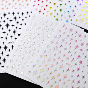 Autocollants pour ongles Star Burst 3D autocollants étoiles à quatre branches et étoiles croisées, plusieurs couleurs pour les ongles des filles - Product Image 4