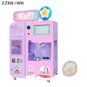 Commercial Cotton Candy Floss Machines Robot Arm Sugar Making Trade Fully Automatic Cotton Candy Vending Machine