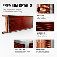 Échangeur de chaleur industriel à ailettes et tubes, serpentin de condenseur en cuivre et ailettes en aluminium pour système de refroidisseur d'eau