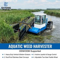 Récolteuse multifonctionnelle entièrement hydraulique pour l'entretien des plantes aquatiques, machine de désherbage pour la canne et l'algue verte, pour l'utilisation en rivière et en lac