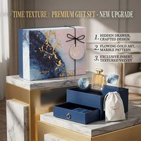 Caja de Regalo Rígida de Dos Piezas de Lujo Personalizada con Cajón Oculto, Envoltura de Papel Artístico Marmoleado para Perfumes, Fragancias y Cosméticos