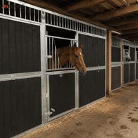 Portes avant et boxes de stalles pour écuries extérieures en promotion – Système de box de stalles équestres élégant et préfabriqué