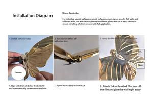 Decorazione da Parete in Metallo a Forma di Farfalla Dorata - Lussuosa Opera d'Arte 3D a Forma di Farfalla - Product Image 6