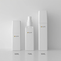 Fournisseur direct d'usine, étiquette en soie imprimée personnalisable, flacon carré de 60 ml, 75 ml, 90 ml pour les cosmétiques de soin de la peau