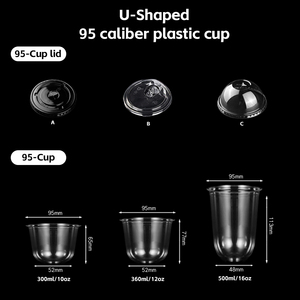 Bicchieri in PET Trasparente a Forma di U con Coperchio, Design Personalizzato con Logo, per Bevande Fredde, Caffè, Tè al Latte, Soda, Acqua, Bicchieri di Plastica Usa e Getta - Product Image 5