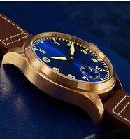 Jam Tangan Mekanik Pilot Dial Kecil Kaca Safir Perunggu 20atm Vintage Harga Pabrik Grosir Kustom untuk Pria Dijual