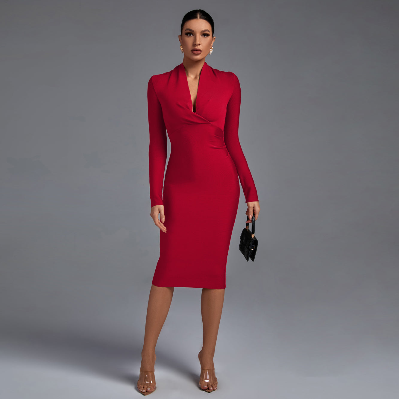 winter lady dress Marryshe - Girl Formal Dresses Long sleeved dress with a defined Wool Winter Dress with Belt