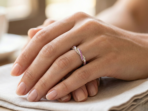 Anillo de Platino con Diamantes Modernos para Mujer, con Acabado Lujoso y Engaste de Piedras Brillantes, Ideal para Regalo de Joyería Nupcial - Product Image 4