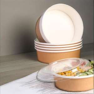Disposable Paper Bowls and Lids Customized Capacity for Snacks Salads Takeaway <b>Box</b> Fast Lunch Food Container - Product Image 3