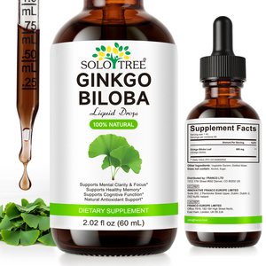 SOLOTREE 60ml Gocce di Estratto di <span class=keywords><strong>Ginkgo</strong></span> <span class=keywords><strong>Biloba</strong></span> Vegano Biologico, Integratore Liquido per il Supporto Cerebrale e della Concentrazione, per Uomini e Donne - Product Image 1