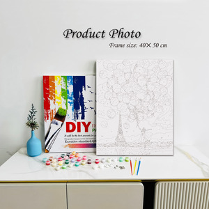 Kit de Arte en Lienzo para Pintar por Números, Globo, Torre Eiffel, Rectangular, Moderno, Pintura al Óleo DIY para Adultos y Niños - Product Image 2