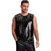 Débardeur à paillettes pour homme adulte, idéal pour la scène, le spectacle, les soirées disco, gilet métallique scintillant sans manches