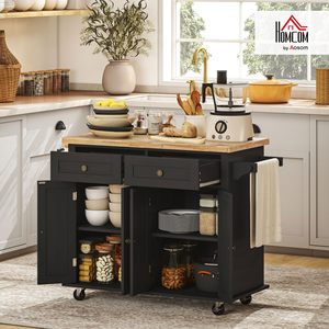 Carrito de Cocina Moderno SENYU con Estantes Ajustables de Roble, Ruedas, Estante para Especias y Superficie de Madera de Caucho, Fácil de Mover - Product Image 6