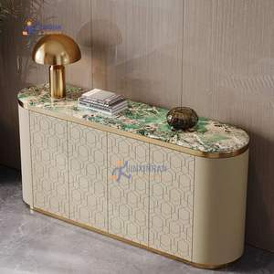 Dessus de marbre de luxe moderne en acier inoxydable avec rembourrage en cuir Buffet/Console/Tv/Vitrines - Product Image 5