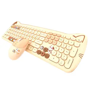 Tastiera multimediale full size a forma di gatto e set combinato mouse ottico 3 D con tappetino per mouse