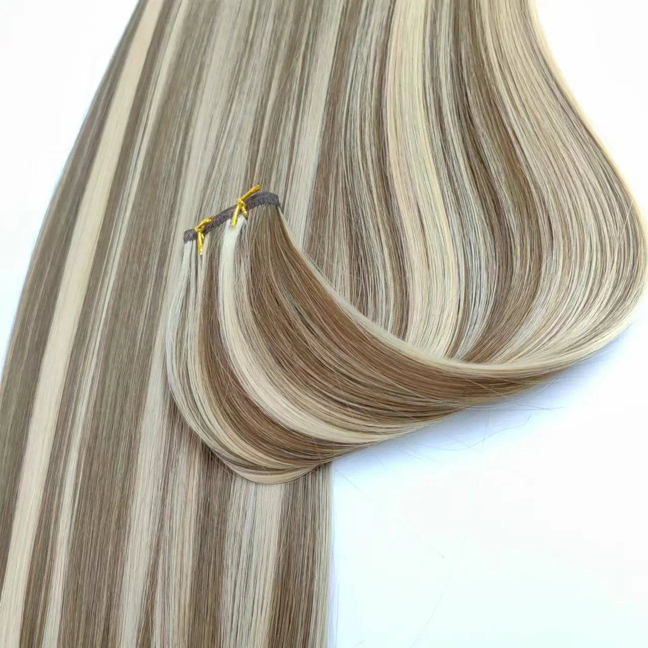 Balayage handgebundenes Weft Genius-Vefäschung Großhandel europäische flache Flechtung nahtlose Flechtung 4mm PU Ombre Haarverlängerungen Kopfhaut