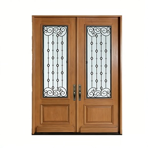 Puerta de Entrada Doble Exterior para Villa de Lujo, Estilo Victoriano, Hierro Forjado, Vidrio, Madera Sólida, Hecha a Medida - Product Image 3