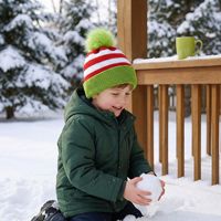 Chapeau en tricot d'hiver pour enfants, bonnet rayé, cadeau de Noël chaud et festif