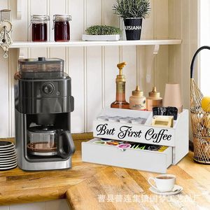 Wooden <b>coffee</b> utensil organizer <b>box</b> with drawers, multi-compartment tea bag and <b>coffee</b> capsule storage <b>box</b>, solid wood storage - Product Image 4