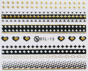 DTL-01-48 gold 2021 gold nail stickers. Brand trademark, flower, letter, element.