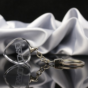 Giá Rẻ Giá tùy chỉnh tinh thể móc khóa 3D alser khắc logo của bạn hình trái tim Kính ảnh Keychain - Product Image 4