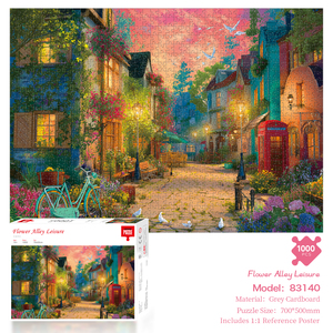 Rompecabezas Floral Lane Grey Board de 1000 piezas, 700x500mm, calidad de impresión offset, póster 1:1, ajuste seguro, acabado mate, caja de regalo para adultos - Product Image 1