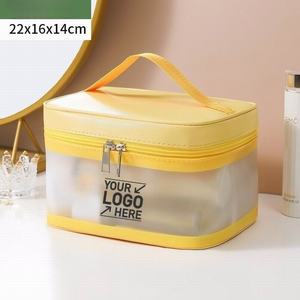 กระเป๋าเครื่องสำอางทรงสี่เหลี่ยมใสสำหรับผู้หญิงกระเป๋าเครื่องสำอางใสมีหูจับ - Product Image 1