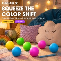 TONGXIN Balle anti-stress en TPR à changement de couleur personnalisé, à remontée lente, jouet magique qui change de couleur, cadeau de bureau anti-stress, vente en gros OEM