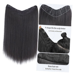 V-şekilli klip-in saç ekleme kadınlar için uzun düz sentetik saç parçası doğal görünümlü postiş 4 klipler - Product Image 4