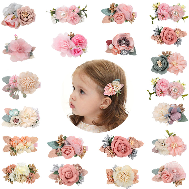 3pcs Floral Hair Bow Flower Hair Clips Set Hairpins
