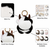 Porte-clés en fourrure de vison véritable en gros, breloque de sac mignonne, pendentif en peluche moelleux, porte-clés en fourrure douce Kawaii, 5 couleurs, personnalisable OEM, 10 cm