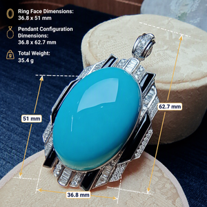 Oro massiccio 18 carati con turchese naturale non trattato Sleeping Beauty (Hubei, Cina), design su misura, blu mare epico, pezzo d'investimento di successione - Product Image 3