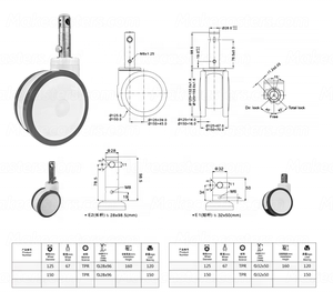 Medical <span class=keywords><strong>Castor</strong></span> Wheel Central Control Lock Rollen Krankenhaus bett ausrüstung Silent Stem Caster TPR 5 "6" Zoll Twin Swivel Ruedas - Product Image 3