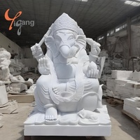 Énorme statue en marbre blanc du dieu hindou Lakshmi dieu indien bouddha à tête d'éléphant pour la décoration intérieure extérieure