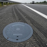 Couvercle de manhole rond en fonte ductile pour parking, usage intensif, surface antidérapante, pour système de drainage des eaux.
