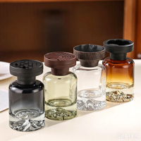 En stock – Diffuseur de parfum pour voiture Volcano 110 ml – Bouteille vide dégradée marron-vert transparente avec couvercles