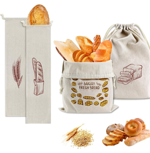 Bolsa de almacenamiento para pan francés con logo personalizado impreso, ecológica y reutilizable, de algodón orgánico y lino. - Product Image 5