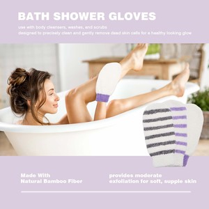 Guanti Esfolianti Naturali in Fibra di Bambù a Doppia Tessitura, Morbidi Guanti per Massaggi e Prodotti da Bagno per Spa - Product Image 6