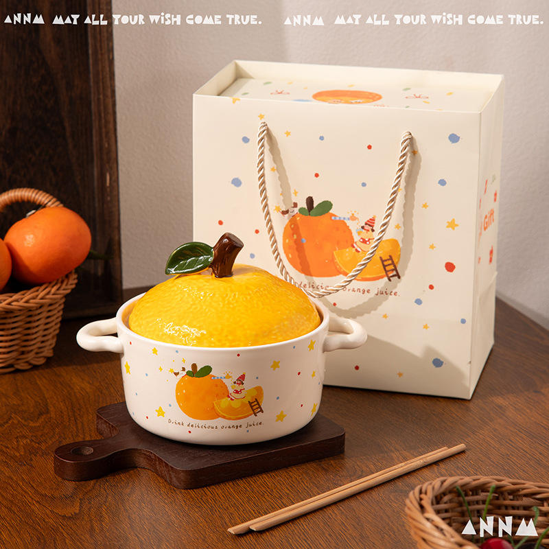 C. One segment of orange (in a tote bag)