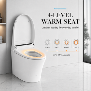 WC intelligent sans réservoir certifié Watermark 220V avec télécommande, options S-trap et P-trap, chasse automatique, bidet intelligent YC368GE W - Product Image 4