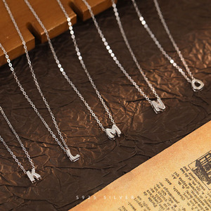 925 Sterling <strong>Silver</strong> A-Z <strong>Initial</strong> Letter <strong>Pendant</strong> Necklace | Personalized DIY First Letter Gold Plated Clavicle Chain for Women - Product Image 1