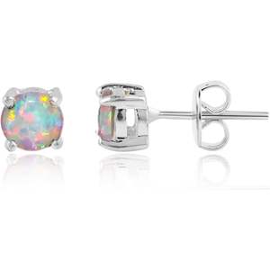 Pendientes de ópalo YASHEE con engaste de garra redondo chapado en plata, joyería de cristal para mujer, uso diario - Product Image 1