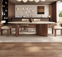 Table de salle à manger ovale en bois de noyer de style nordique français rétro, ensemble table et chaises de restaurant, meubles de cuisine