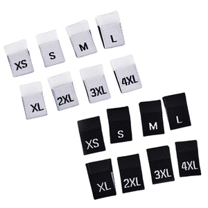 의류용 사이즈 라벨 넥 라벨 재고 정사각형 패턴 직조 타입 세탁 가능 센터폴드 프린트 코드 마킹 - Product Image 6