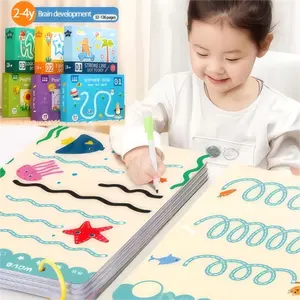 2023 New educational toys children drawing writing learning stroke line book kids logical thinking cards book