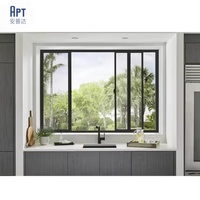 Fenêtre coulissante en alliage d'aluminium de sécurité moderne avec cadre noir en acier inoxydable antivol pour villa